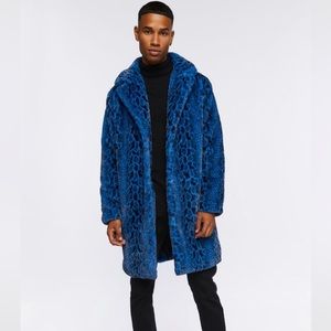 New NWT Forever 21 XL Blue Faux Fur Snakeskin  Cheetah Jacket